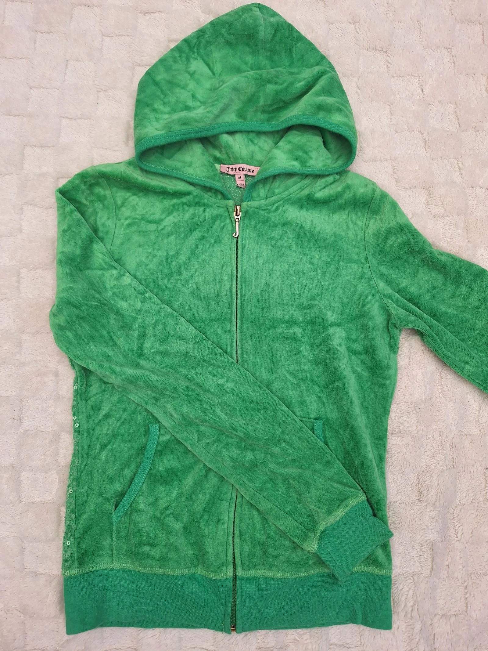 Juicy Couture velour zip up hoodie green size Medium – photo 2
